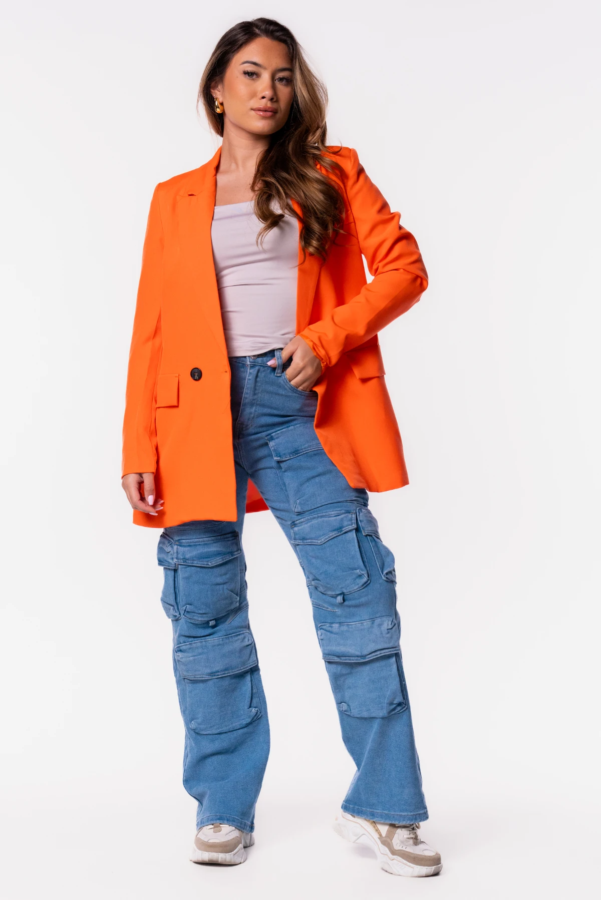 Oversized blazer oranje afbeelding