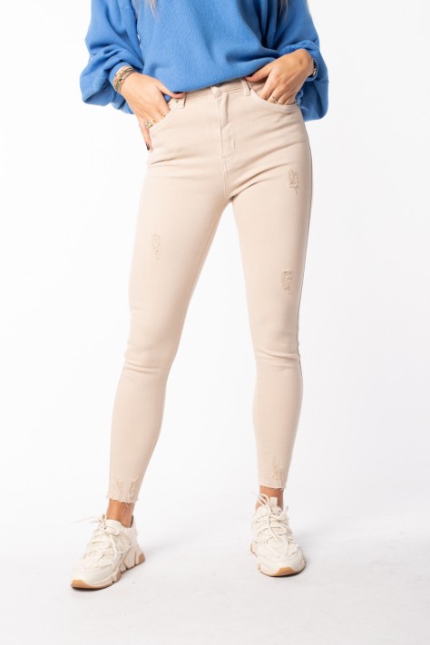 Bagarch BEIGE DAMAGE SKINNY PANTS-